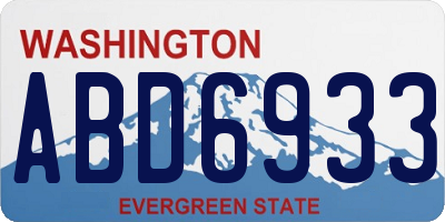 WA license plate ABD6933