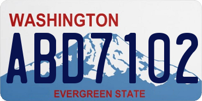 WA license plate ABD7102