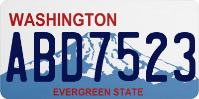 WA license plate ABD7523