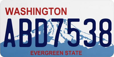 WA license plate ABD7538