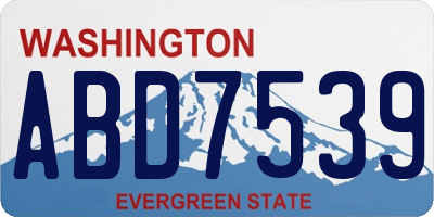 WA license plate ABD7539