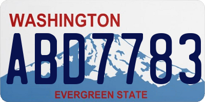 WA license plate ABD7783