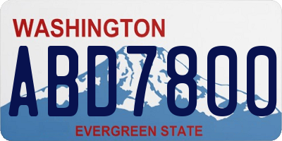 WA license plate ABD7800