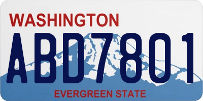 WA license plate ABD7801