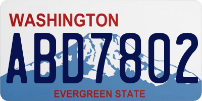 WA license plate ABD7802