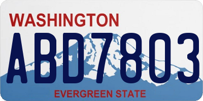 WA license plate ABD7803