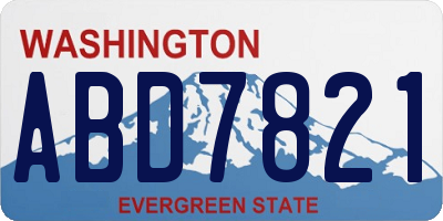 WA license plate ABD7821