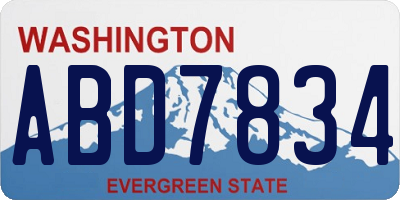 WA license plate ABD7834