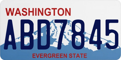 WA license plate ABD7845