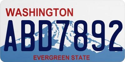 WA license plate ABD7892
