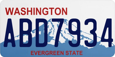 WA license plate ABD7934