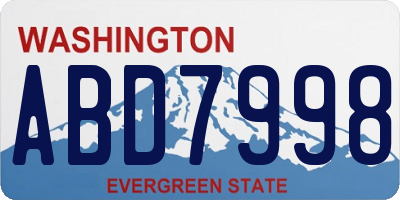 WA license plate ABD7998