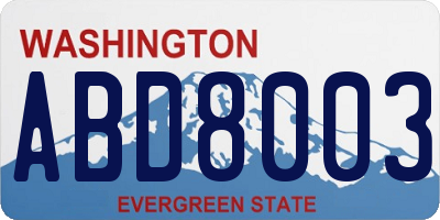 WA license plate ABD8003