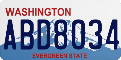 WA license plate ABD8034