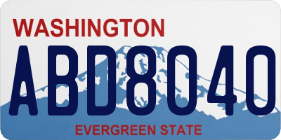WA license plate ABD8040