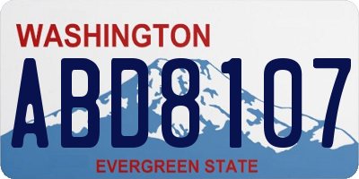 WA license plate ABD8107