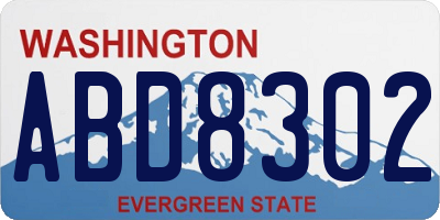 WA license plate ABD8302