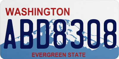 WA license plate ABD8308