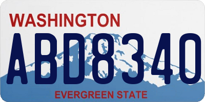WA license plate ABD8340