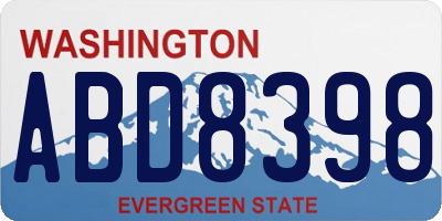WA license plate ABD8398