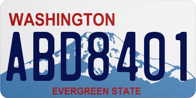 WA license plate ABD8401