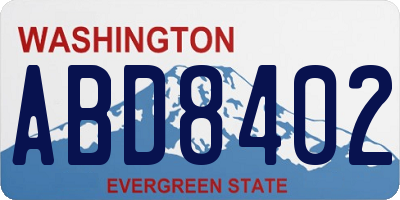 WA license plate ABD8402