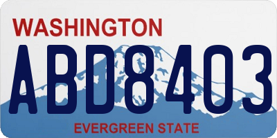 WA license plate ABD8403