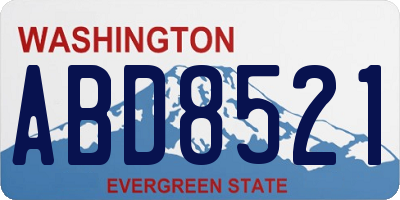 WA license plate ABD8521