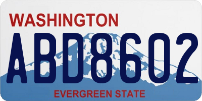 WA license plate ABD8602