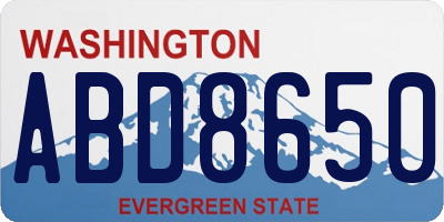 WA license plate ABD8650