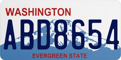 WA license plate ABD8654