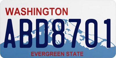WA license plate ABD8701