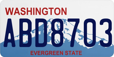 WA license plate ABD8703