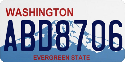 WA license plate ABD8706