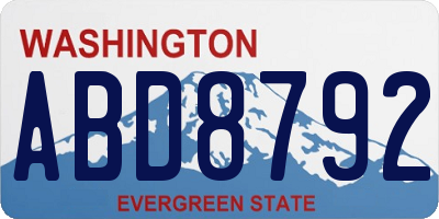 WA license plate ABD8792