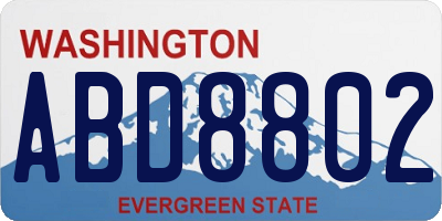 WA license plate ABD8802