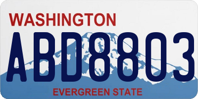 WA license plate ABD8803