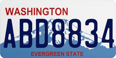 WA license plate ABD8834