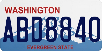 WA license plate ABD8840