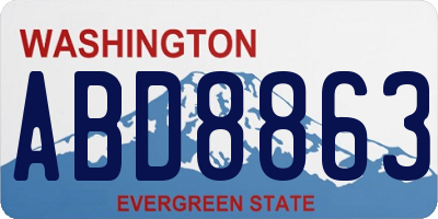 WA license plate ABD8863