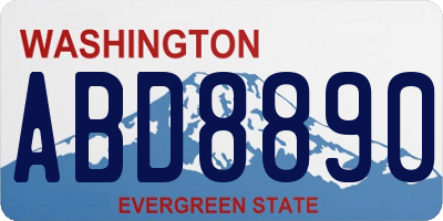WA license plate ABD8890
