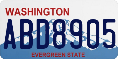 WA license plate ABD8905