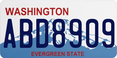 WA license plate ABD8909