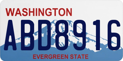WA license plate ABD8916