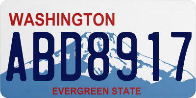 WA license plate ABD8917
