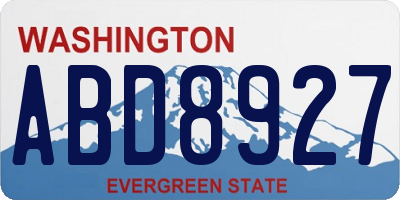 WA license plate ABD8927