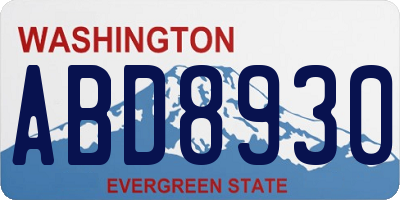 WA license plate ABD8930