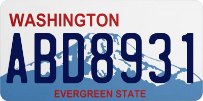 WA license plate ABD8931