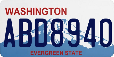WA license plate ABD8940