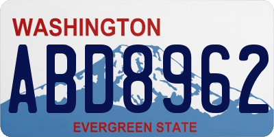 WA license plate ABD8962